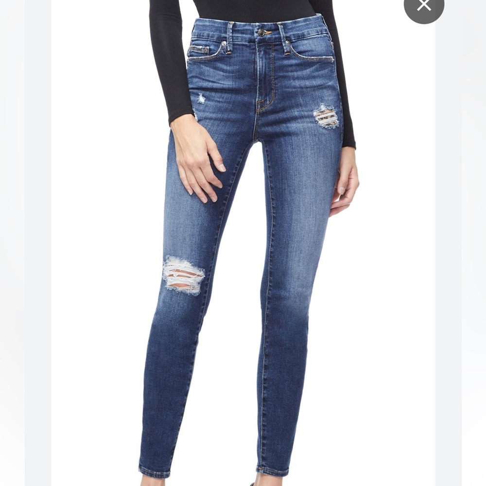 Good American Good Legs Cheetah Pockets High Waist Jeans.